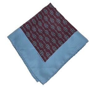 Hermes Paris Vintage Chain Printed Silk Scarf Square Burgundy Blue